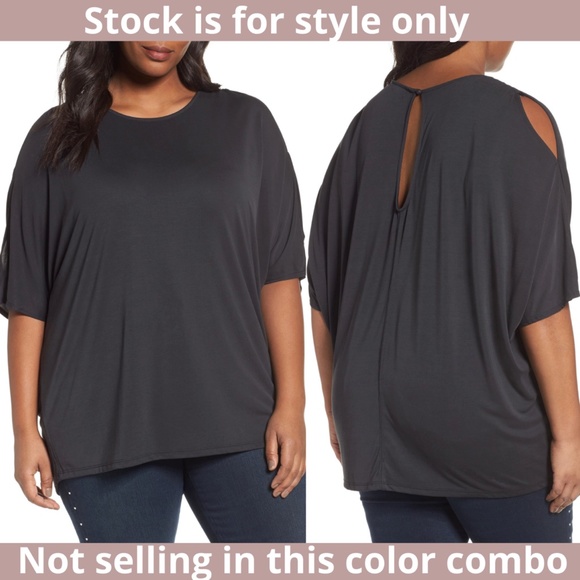 NWT Sejour‎ [ PLUS SZ 2X ] Cutout Sleeve Tee Top in Rust Spice - Picture 2 of 12